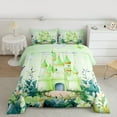 thumbnail image 2 of Feelyou Cartoon Princess Castle Queen Comforter Set, Watercolor Floral Green Bedding Sets, Teens Kids Girls Women Reversible Bedding Comforter Set, Lightweight Room Decor, 3 Pieces, 2 of 8
