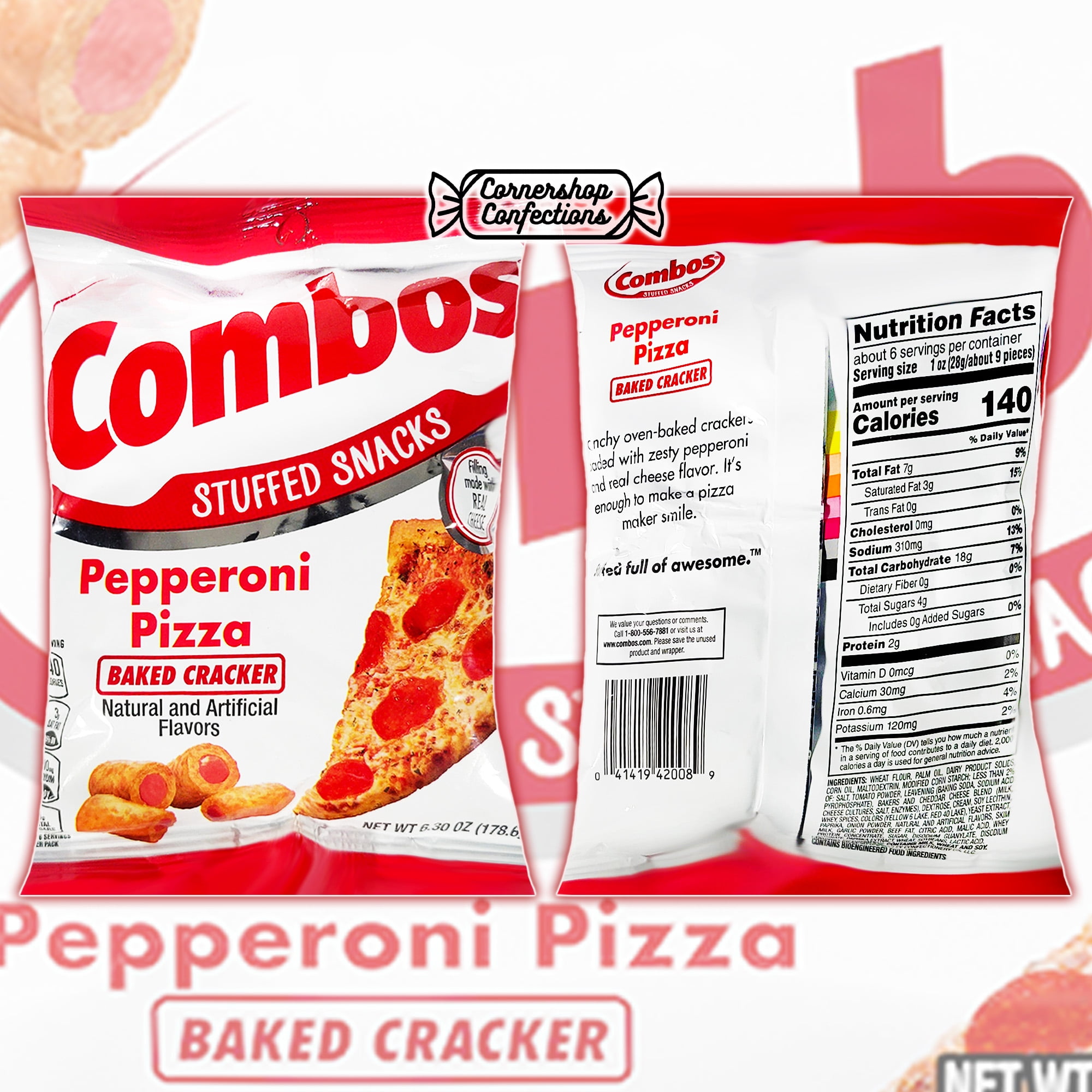 Combos Stuffed Snack 4 Flavors 1 Each Bulk Variety Share Pack - Pepperoni Pizza Baked Cracker, Cheddar Cheese Cracker, Pizzeria Baked Pretzel, Cheddar Cheese Pretzel In Cornershop Confections Pack