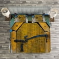 thumbnail image 3 of Ambesonne Rustic Quilted Bedspread Set 3 Pcs, Antique Door Stone House, Queen Size, Multicolor, 3 of 3