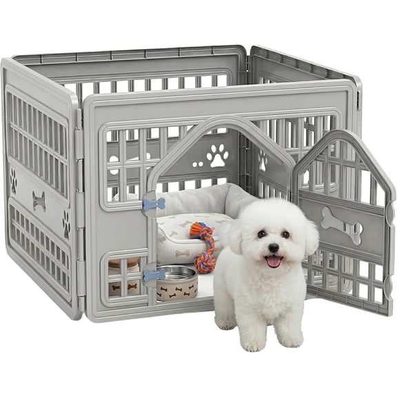 Dog Playpen, 24 Inch Exercise Puppy Pet Playpen with Door 4 Panels