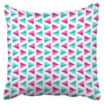 thumbnail image 1 of BOSDECO Geometric Pink Aqua Blue Triangles Pattern Pillowcase Cushion Cover 20x20 inch, 1 of 1