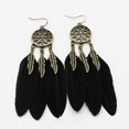 thumbnail image 1 of Pendientes de gancho colgantes de plumas de hoja de 3 gotas de estilo bohemio vintage B, 1 of 5