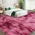 thumbnail image 4 of Janvonne 9x12 Fluffy Area Rug for Bedroom, Modern Shaggy Carpets Fuzzy Rug for Teens Dorm Home Decor Aesthetic, Heavy Duty Non Slip, Tie-dye Dark Red, 4 of 8