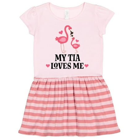 

Inktastic My Tia Loves Me Niece Flamingo Gift Toddler Girl Dress
