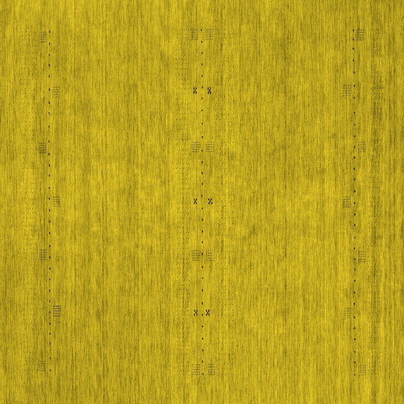 Ahgly Company Indoor Square Abstract Yellow Contemporary Area Rugs, 6' Square