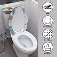 thumbnail image 3 of HELLHERO Seashell Pearl and Hibiscus Keep Dust Stain Elastic Fabric Toilet Top Cover Set, Fits All Toilet Shapes, Soft 17"x21" Elastic Edge, Easy Care, 3 of 7