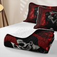 thumbnail image 4 of Erosebridal Spooky Skull Couple Quilt Full, Boho Red Rose Full Bedspread Sets for Boys Girls, Black Red White, 3pcs 1 Coverlet and 2 Pillowcases, 4 of 7