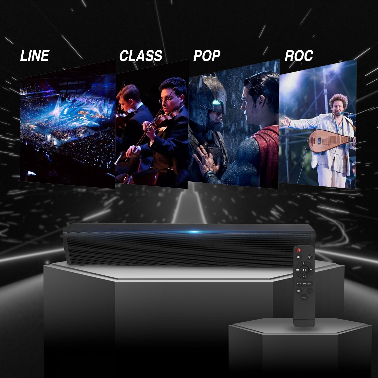 GCZ 50W Bluetooth Sound Bar with Subwoofer, Optical Input, RCA, 3D Surround Home Audio TV Speakers