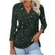 thumbnail image 1 of Camiseta de Solapa de Cuello en V de la Manga Superior de 3/4 de las Mujeres, Uso Diario Cómodo Casual, 1 of 9