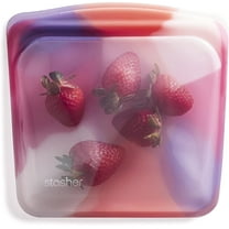 Stasher Premium Silicone Reusable Food Storage Container, Holds 28 oz, Pinch Loc Seal, BPA Free, Dishwasher Safe/Leak Free, Tie Dye Pink, 1 Bag
