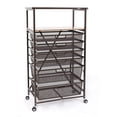 thumbnail image 2 of Origami CC6-Bronze Folding Storage Shelf Rolling Cart with Mesh Drawers, Bronze, 2 of 6