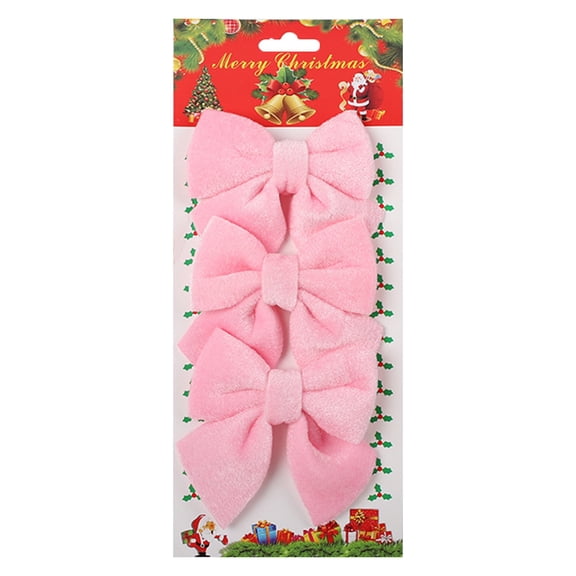 Deeceymbur Christmas Bow 3 Pack Velvet Flocked Bows for Holiday Tree Wreath Garland Indoor Outdoor Home Decoration in 4 Colors