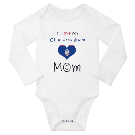 

I Love My Chamorro Guam Mom Baby Long Slevve Bodysuits (White 12-18 Months)