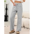 thumbnail image 3 of Womens Striped Gingham Pants 2026 Drawstring Wide Leg Lounge Plaid Pants Cute Casual Trousers with Pockets Gray S, 3 of 6