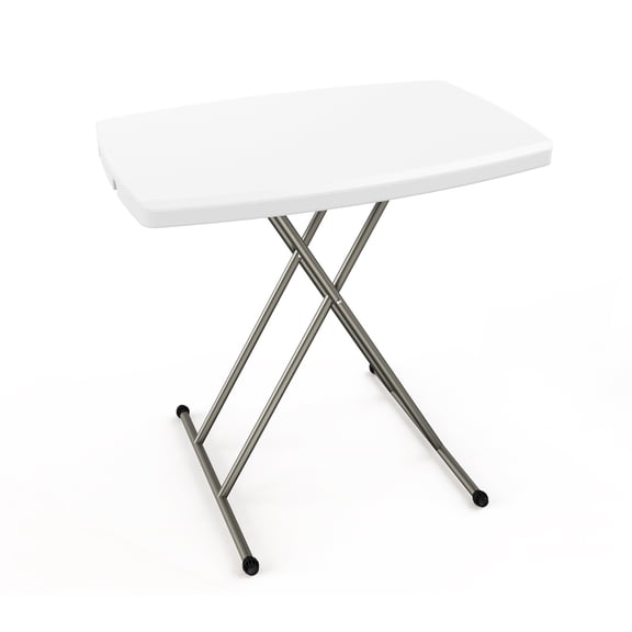 PEXMOR Small Adjustable Folding Table, 30" Portable Laptop TV Tray Desk, 13.8"-28" Height, HDPE Plastic & Steel Frame
