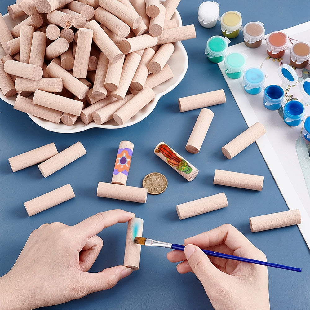 100Pcs Unfinished Wood Round Sticks 2x0.59inch Wooden Craft Blocks Round Wooden Sticks for Model Building DIY Wood Crafts Home Garden Decoration DIY