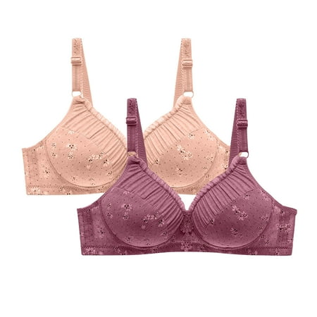 Gnurob Underwear for Womens No Underwire Brassiere Full Figure Bra T Shirt Padded Underwear Adjustable Straps Bralette Plus Size Bralettes 2 Pack Clearance Saving Red 38/85