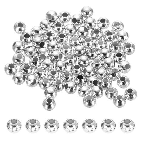Uxcell 2mm Filled Spacer Beads, 64Pcs Silver Metal Smooth Round Ball Beads for Bracelet Jewelry Making Necklace DIY
