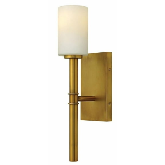 Steel 1 Light Wall Sconce in Modern Farmhouse Style with Etched Opal Glass-18 inches H X 4.5 inches W-Vintage Brass Finish Bailey Street Home