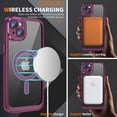thumbnail image 5 of Mantto Clear Magnetic Case for iPhone 14 with Lens Film, Support Wireless Charging MagSafe, Rugged PC + TPU Shockproof Non-Yellowing Military Grade Protection Case for iPhone 14,Rosered, 5 of 8