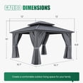 thumbnail image 7 of Clouddwell 12' x 12' Gazebo for Patio, Gazebo Pergola with Sloped Roof, Large Wall-Mounted Heavy Duty Awnings, for Deck, Patio and Backyard,Gray, 7 of 7