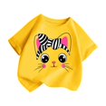 thumbnail image 3 of Girls Shirts Kid Outerwear Graphic Round Neck Short Sleeve Tee Summer Casual Girls' Tops, Tees Yellow 7 Years-8 Years, 3 of 5