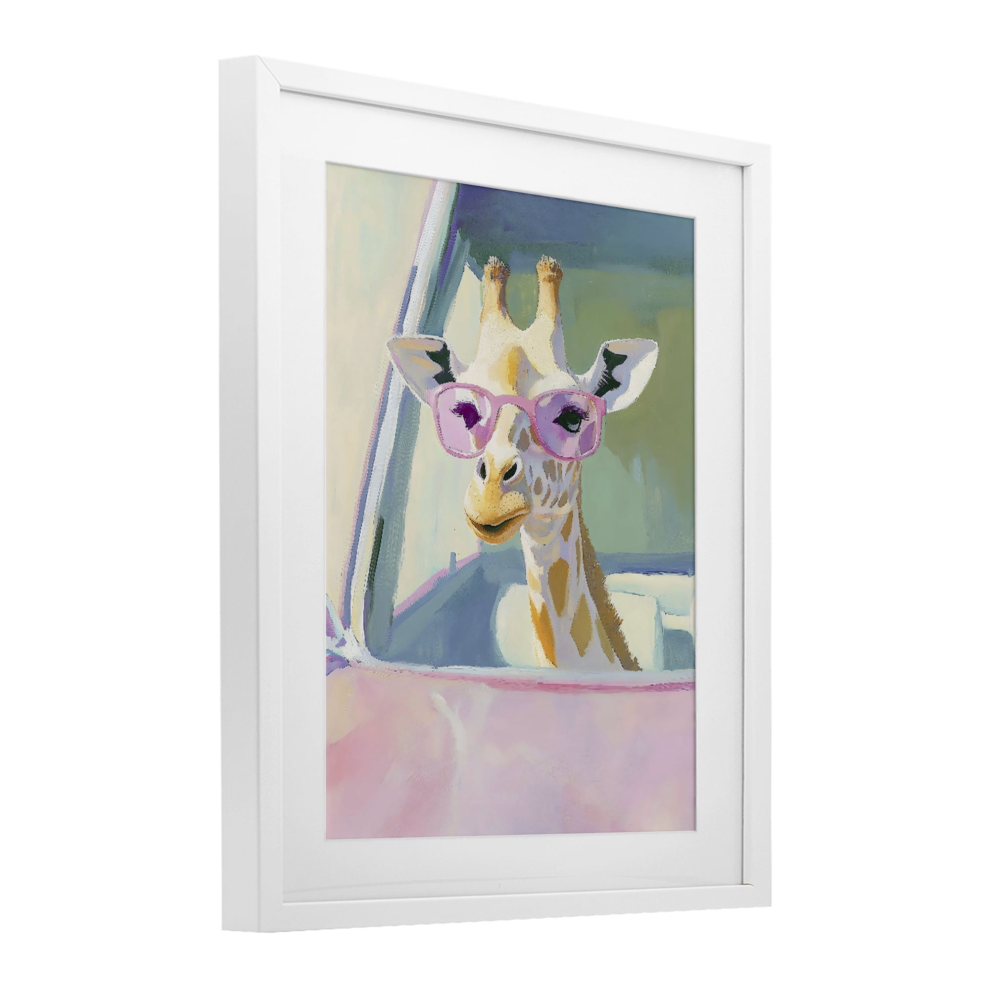 Stupell Industries Giraffe Car Ride White Framed Print Under Glass, design by The Prints Vibe