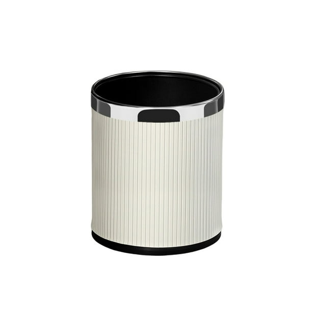 Inteprter Cubo de basura de basura de acero inoxidable, contenedor de basura de cocina de gran capacidad de boca ancha de doble capa Suministros de limpieza para el hogar 10L Tipo 4 Blanco