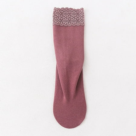 

Cathalem Women s Socks Fall Winter Warm Lace Lace Pile Socks Thickened Loose Moon Tube Floor Socks House Socks for Women Socks Red One Size