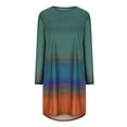 thumbnail image 5 of Winter Savings Clearance! Lindreshi Plus Size Dresses for Women on Clearance Womens Printing Pocket Long Sleeve Loose Dress Round Neck Casual Dress, 5 of 5
