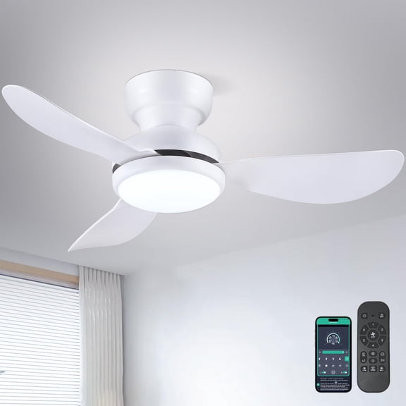 Ventilador de Techo Kviflon 91 cm con Luz Empotrada, Control Remoto y APP