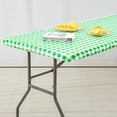 thumbnail image 2 of FFIY 6ft Rectangle Elastic Fitted Tablecloth Waterproof Spill-Proof Edged Vinyl Table Cover 72’’ x 30’’ Gray Checkered Flannel Baking Outdoor Picnic Party, 2 of 7