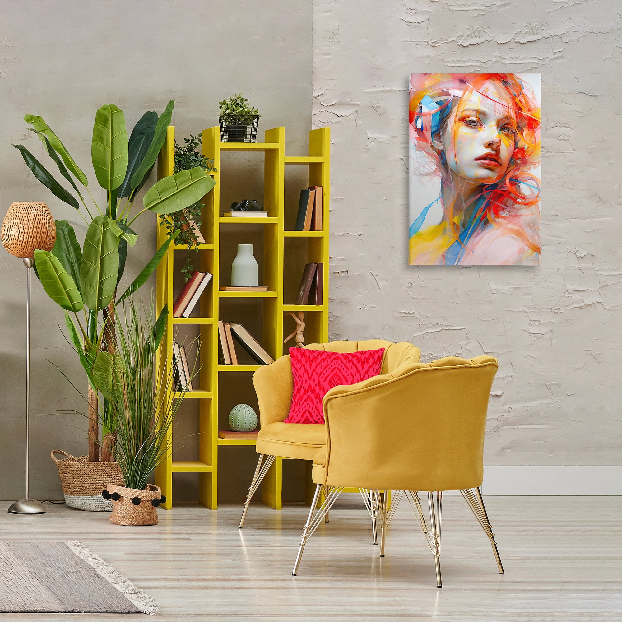 Stupell Industries Swirling Hair Portrait Novelty Painting Gallery Wrapped Canvas Art Print Wall Art, 20 x 30