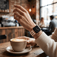 thumbnail image 2 of Beaded Bracelet Compatible with Apple Watch Bands 38/40/41/42/44/45/46/49mm Women, Dressy Fancy Stainless Steel Metal Elegant Jewelry Strap for iWatch, 2 of 5