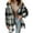 Gray, variant on Womens Plaid Shacket Jacket Long Sleeve Button Down Fleece Hooded Jackets Lightweight Fall Winter Warm Coat Outerwear