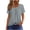 Gray, variant on Staron Summer Casual Blouse for Women Short Sleeve Round Neck Button Down Shirt Solid Color Pullover Top, Army Green S