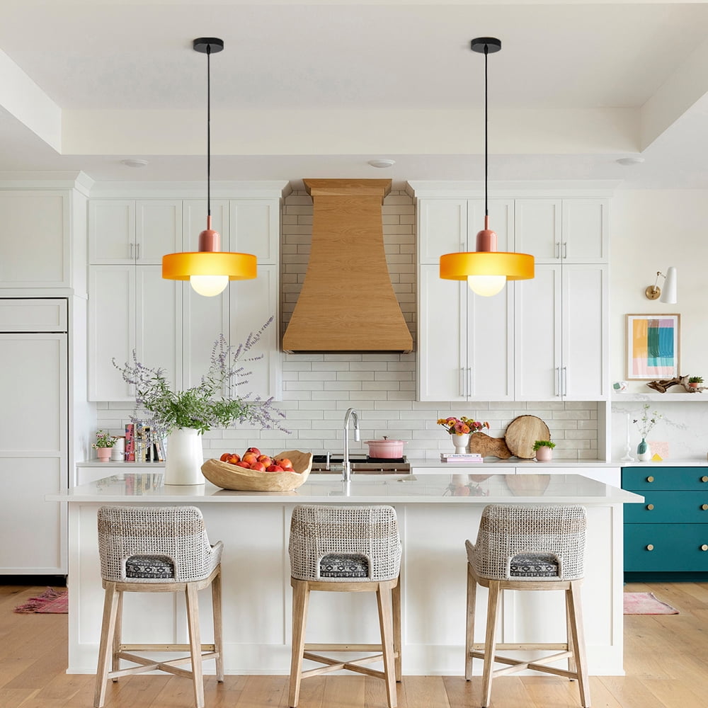 Mid Century Pendant Light: Modern Ceiling Pendant Lamp for Kitchen Island : Small Glass Hanging Light Fixtures for Diningroom