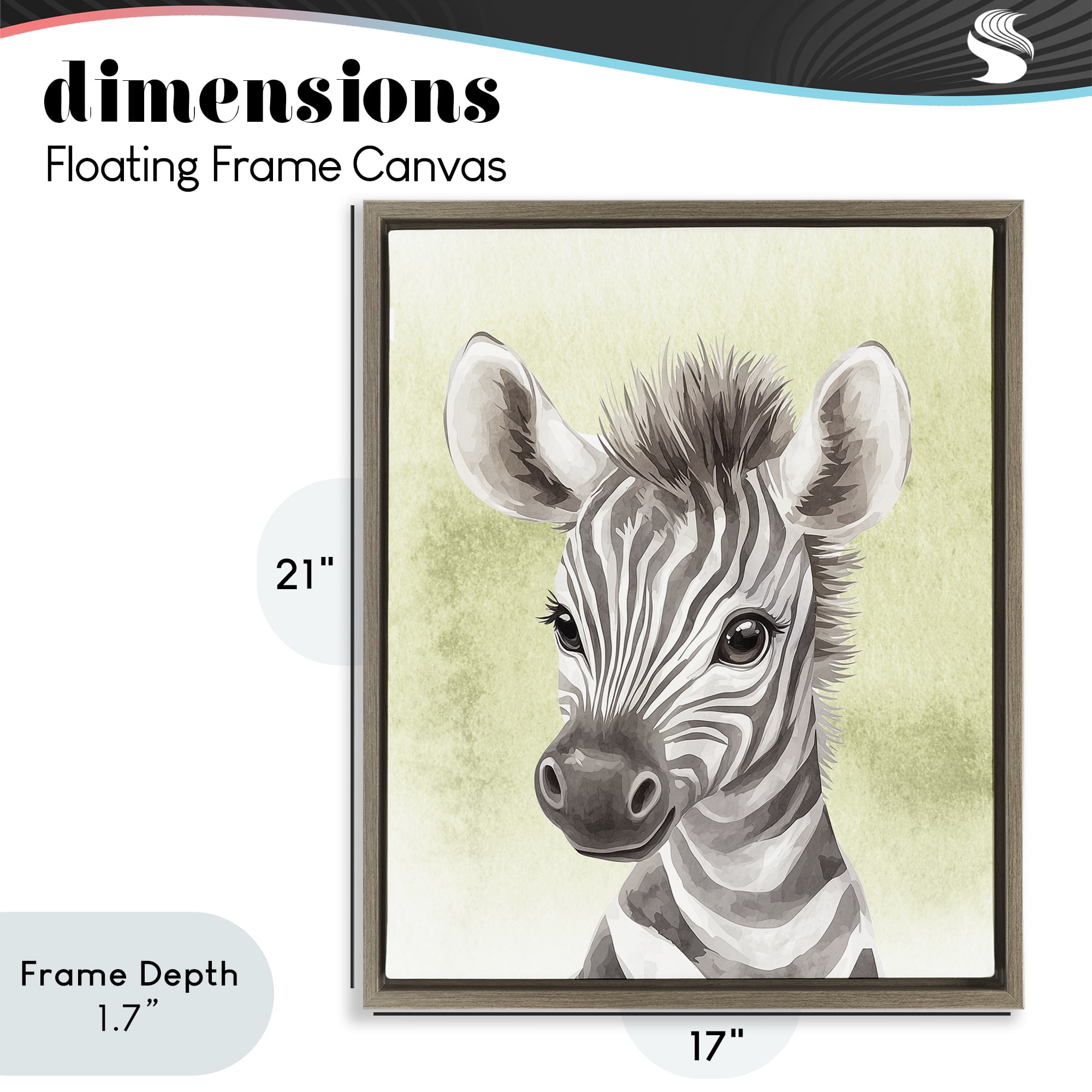 Stupell Industries Jungle Friends Baby Zebra Brown Framed Floater Canvas Wall Art, design by Christine Simpson Art
