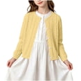 thumbnail image 2 of Ynynloco Girls 100%Cotton Soft Long Sleeve Cardigan Sweater Girls Button Closure Knitted Eyelet Cardigan 0-6Y, 2 of 9