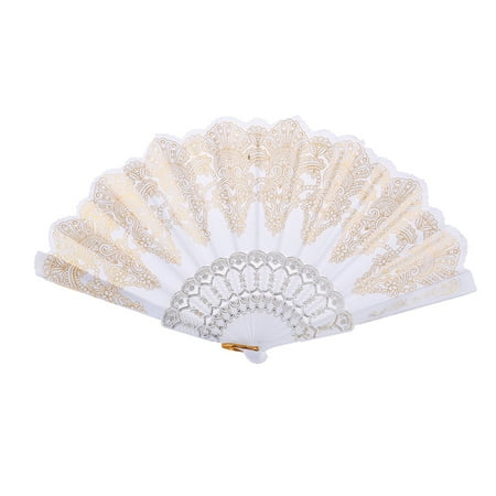 

DTOWER Patpan Chinese Spanish Style Craft Fan Silk Folding Flower Fan Hand Held Dance Souvenir Gift
