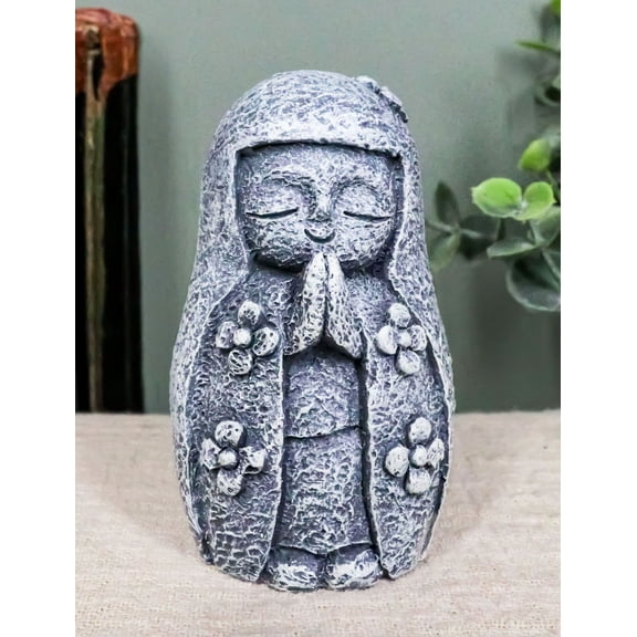 Feng Shui Zen Japanese Jizo Girl Monk Buddha Ojizo Sama In Prayer Figurine