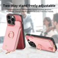 thumbnail image 7 of Decase Wallet Case for iPhone 12 Mini,Shockproof Rugged Phone Cover With 360° Rotatable Ring Kickstand & Back Zipper Card Pocket Cloth Fabric Hybrid PU Leather,for Women Men - Pink, 7 of 7