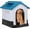 Blue, variant on Weatherproof Plastic Dog Kennel for Small Dogs Adjustable Skylight Elevated Base Collapsible Trumpet Blue