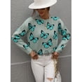 thumbnail image 1 of Suéter de mujer de punto holgado de talla grande con cuello redondo y estampado de mariposas de estilo europeo y americano para invierno, 1 of 6