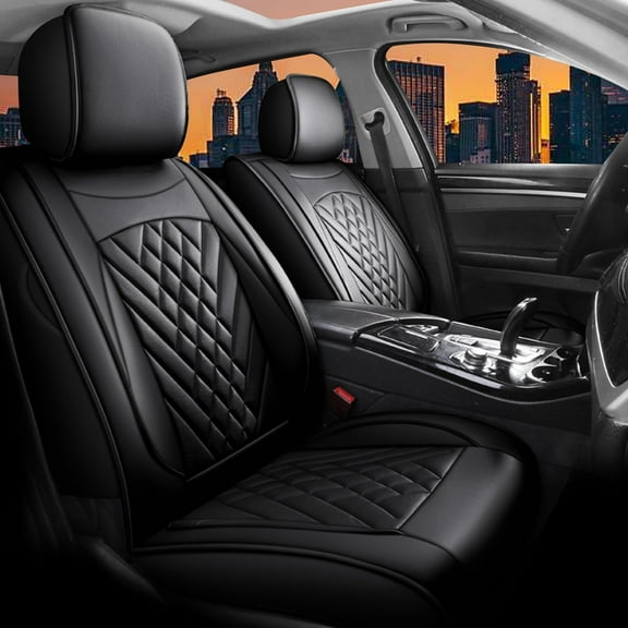 DIKSOAKR Car 5-Seat Covers Front & Rear Full Set Faux Leather Seat Cushion Protector Waterproof Black For Honda CR-V 2007-2016