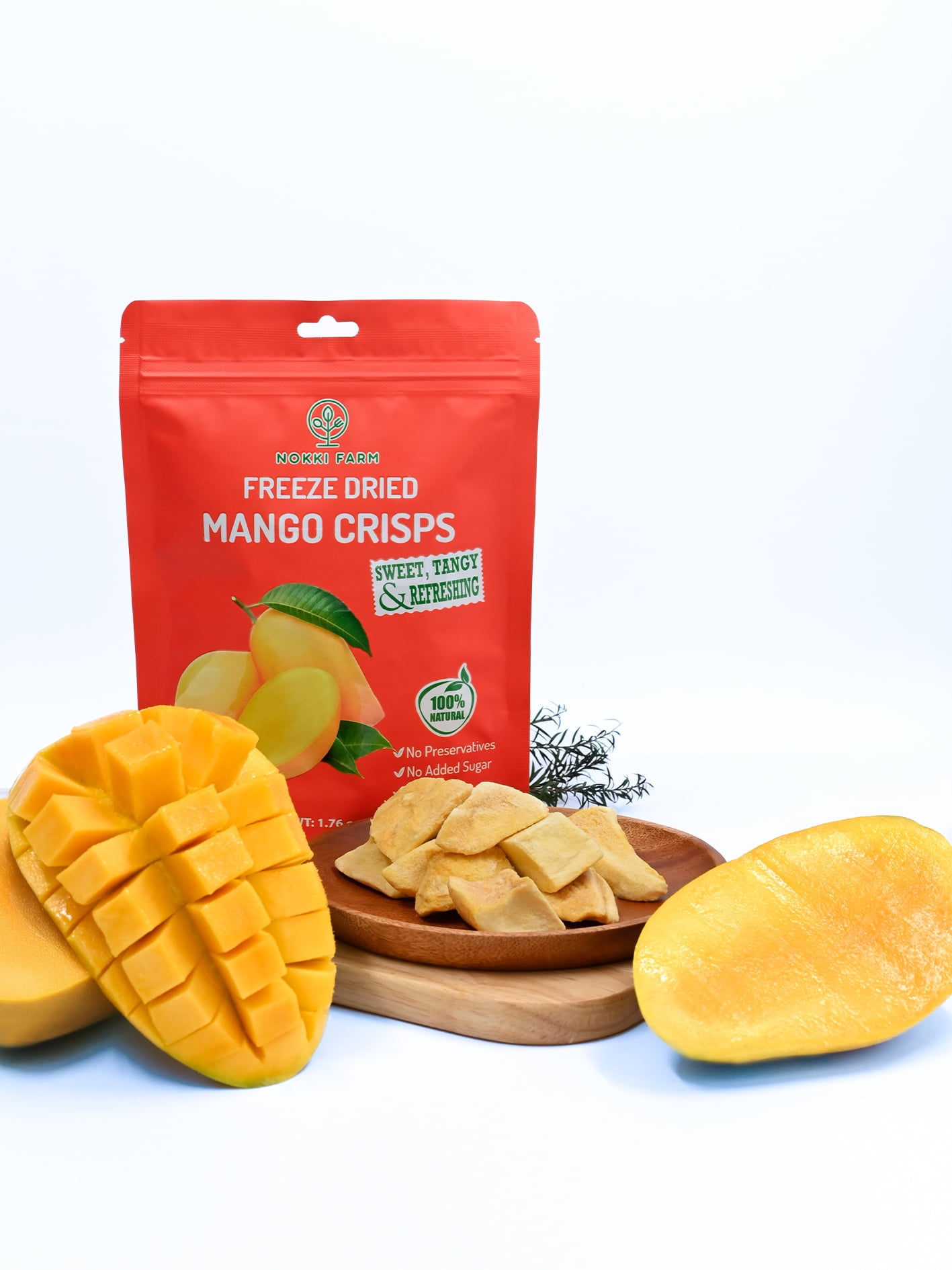 NOKKI FARM Freeze Mango Fruit, Healthy & Exotic Tropical Superfood Snacks, Kid-Approved, No Added Sugar or Preservatives, Shelf-Stable, 1.73 Oz, 3 Pack