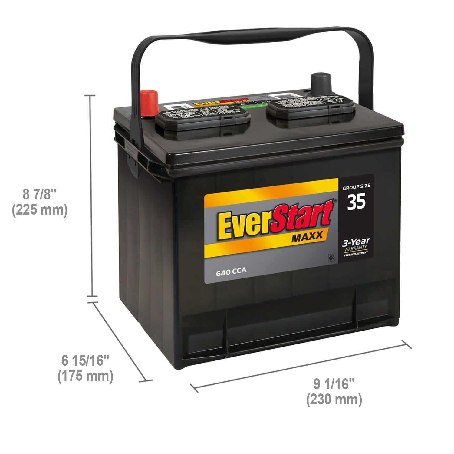 Rynke panden vandring I de fleste tilfælde EverStart Maxx Lead Acid Automotive Battery, Group Size 35N, 12 Volt 640  CCA - Walmart.com
