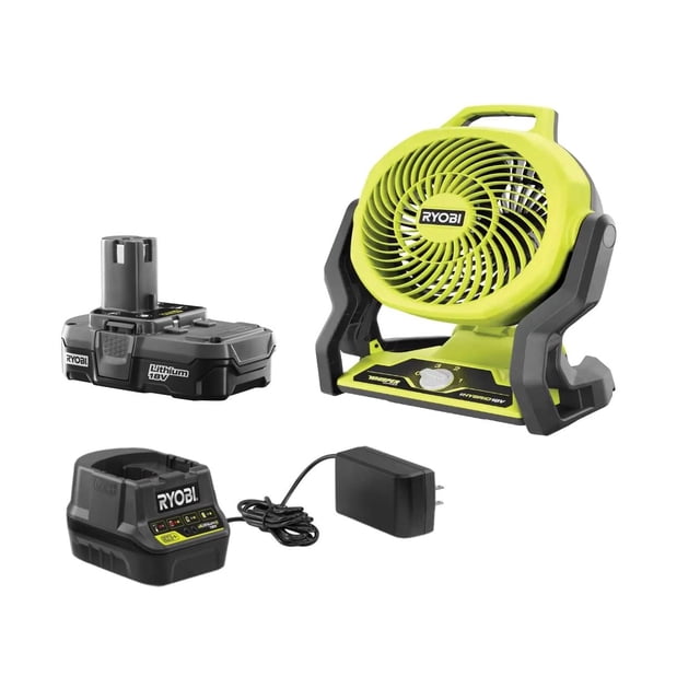 Ventilador portátil Ryobi Tools Híbrido de 18 V con batería y cargador