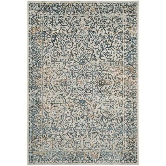 SAFAVIEH Princeton Xavier Floral Bordered Area Rug, Cream/Slate, 4' x 6'