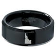 thumbnail image 2 of Tungsten Idaho The Gem State Band Ring 8mm Men Women Comfort Fit Black Beveled Edge Polished, 2 of 4